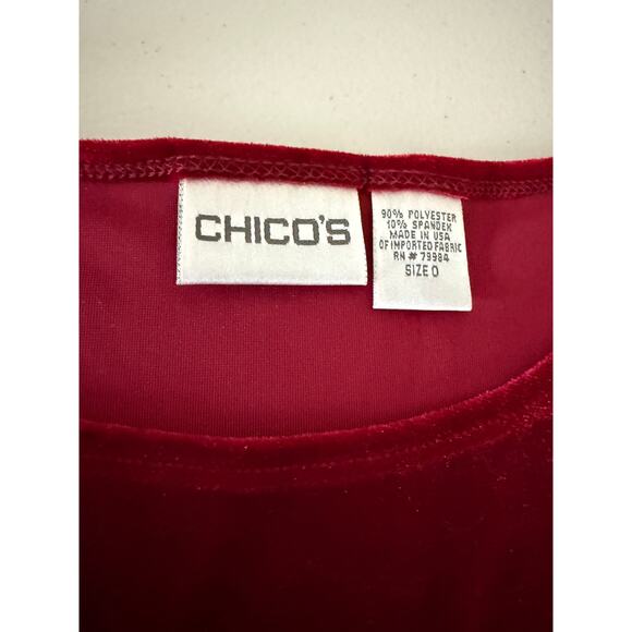 Vtg Y2K Chico's Red Velvet Sleeveless Blouse Shirt Tank Top 0/Small Holiday Xmas - Picture 3 of 5